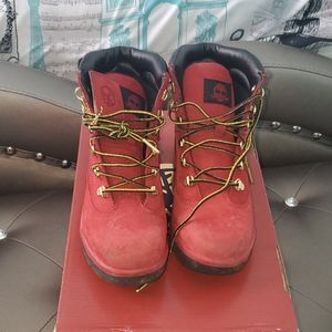 red timberland field boots